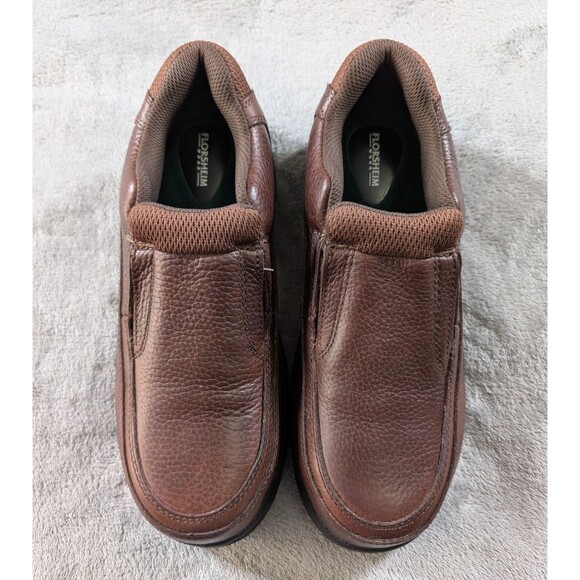 Florscheim Steel Toe Shoes Mens M 7-W8.5 Brown Leather Slip On Safety Workwear - Picture 2 of 12